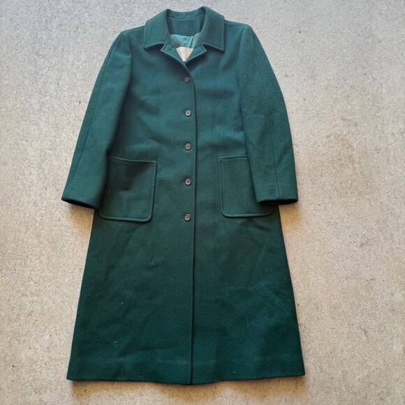Women's Vintage 90's Pendleton Dark Green Wool Long Peacoat Jacket Coat Sz Large - Picture 1 of 6
